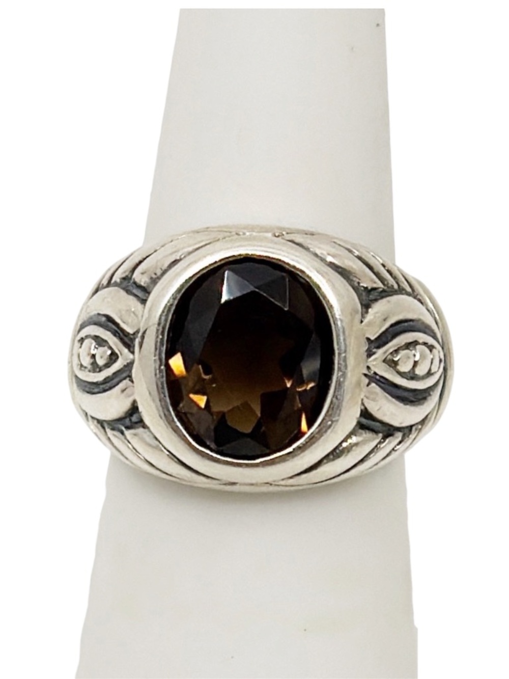 Judith Ripka sterling silver smoky quartz ring - GM1078